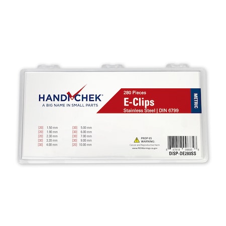 Handi-Chek External Retaining Ring Assortment, Stainless Steel, Plain Finish, 280 Pieces DISP-DE280SS